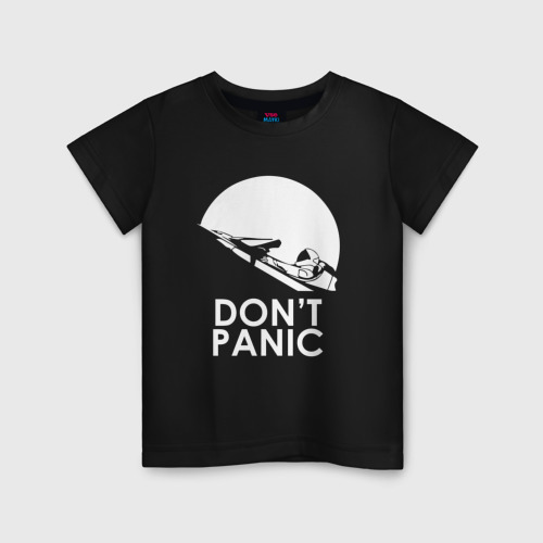 Детская футболка хлопок Don't Panic, цвет черный