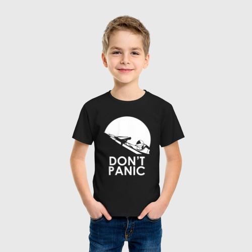 Детская футболка хлопок Don't Panic, цвет черный - фото 3