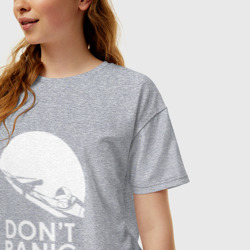 Женская футболка хлопок Oversize Don't Panic - фото 2