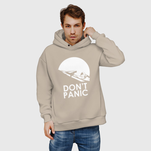 Мужское худи Oversize хлопок Don't Panic, цвет миндальный - фото 3