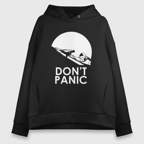 Женское худи Oversize хлопок Don't Panic, цвет черный