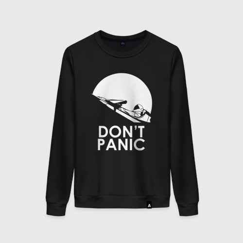 Женский свитшот хлопок Don't Panic, цвет черный