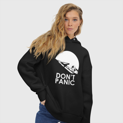 Женское худи Oversize хлопок Don't Panic, цвет черный - фото 4