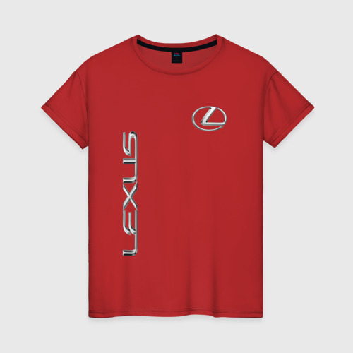 Женская футболка хлопок Lexus, цвет красный
