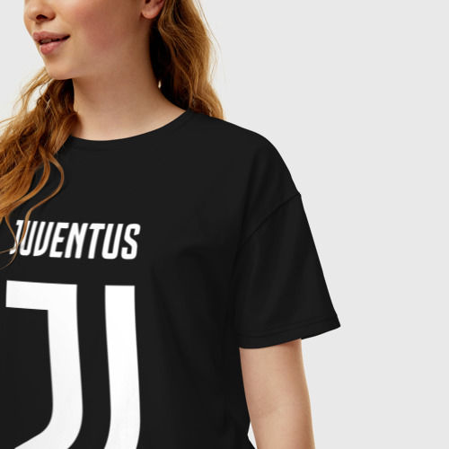 Женская футболка хлопок Oversize Juventus FC, цвет черный - фото 3