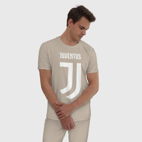 Мужская пижама хлопок Juventus FC, цвет миндальный - фото 3