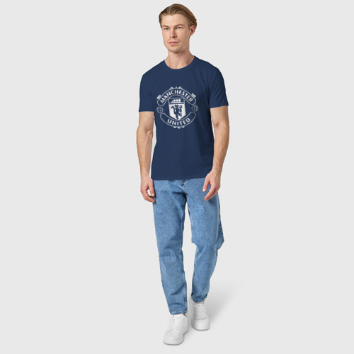 Мужская футболка хлопок Manchester United, цвет темно-синий - фото 5