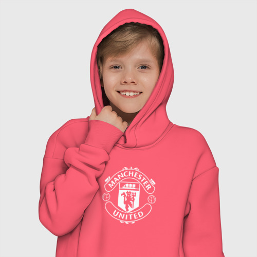 Детское худи Oversize хлопок Manchester United, цвет коралловый - фото 12