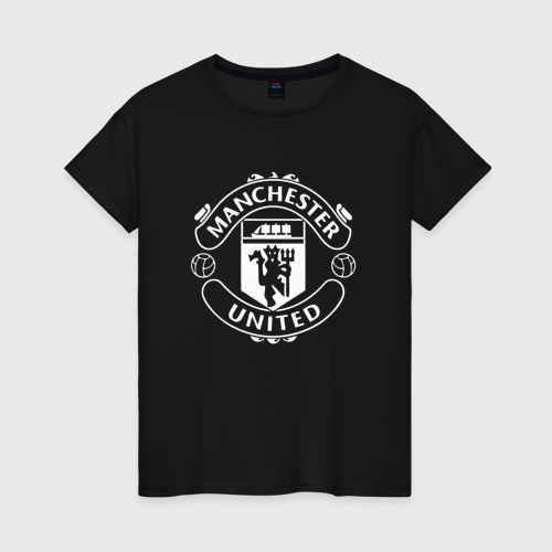 Женская футболка хлопок Manchester United, цвет черный