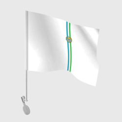 Флаг для автомобиля Узбекистан, лента с гербом