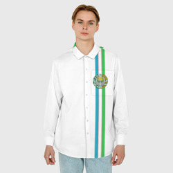 Мужская рубашка oversize 3D Узбекистан, лента с гербом - фото 2