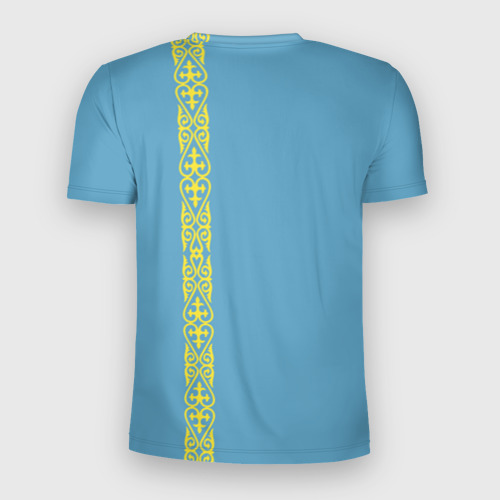 Мужская футболка 3D Slim с принтом Казахстан, лента с гербом, вид сзади #1