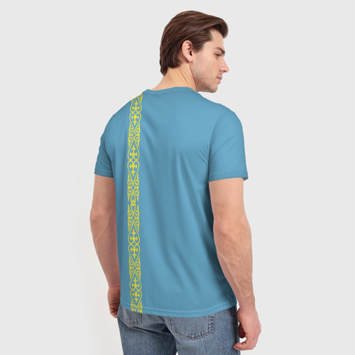 Мужская футболка 3D Казахстан, лента с гербом, цвет 3D печать - фото 4
