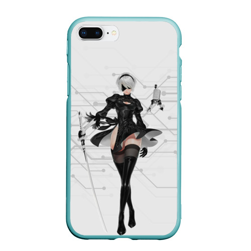 Чехол для iPhone 7Plus/8 Plus матовый Nier Automata 1, цвет мятный