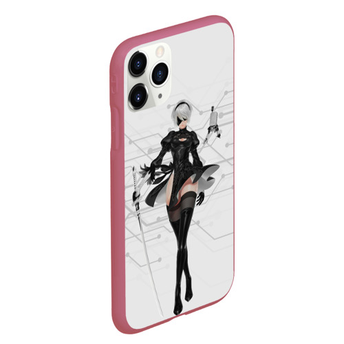 Чехол для iPhone 11 Pro Max матовый Nier Automata 1, цвет малиновый - фото 3