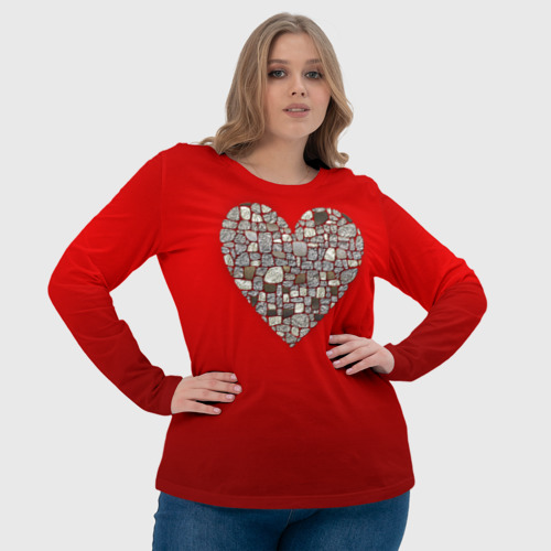 Женский лонгслив 3D Stone heart, red, цвет 3D печать - фото 6