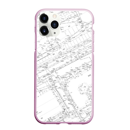 Чехол для iPhone 11 Pro Max матовый Топография 01, цвет розовый