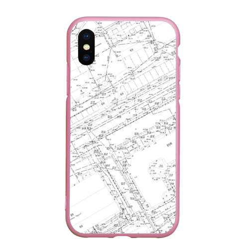Чехол для iPhone XS Max матовый Топография 01, цвет розовый