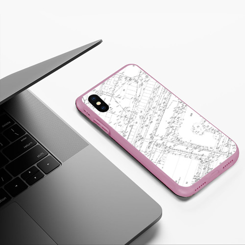 Чехол для iPhone XS Max матовый Топография 01, цвет розовый - фото 5
