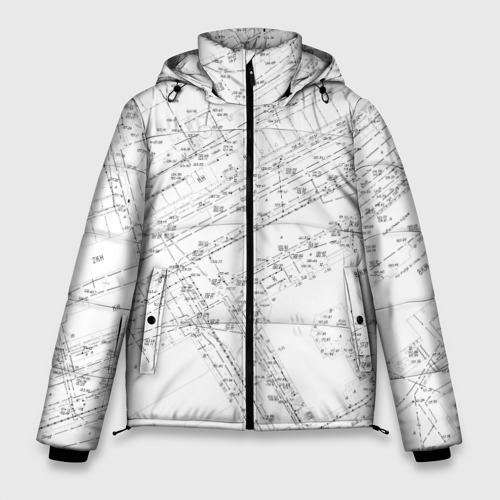 Мужская зимняя куртка 3D Топография 01, цвет светло-серый
