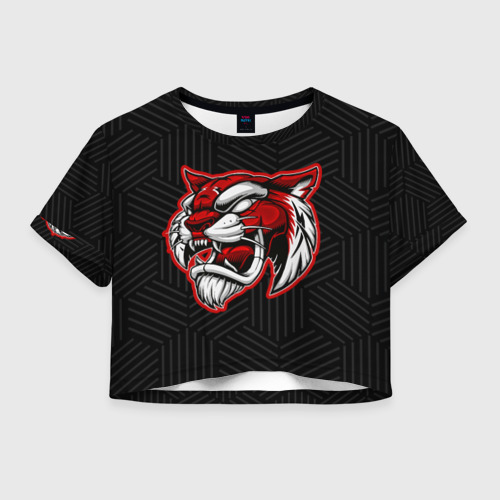 Женская футболка Crop-top 3D RED TIGER / Красный тигр, цвет 3D печать