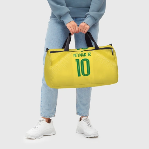 Сумка спортивная 3D с принтом Неймар 2018 ЧМ домашняя, вид сзади #2
