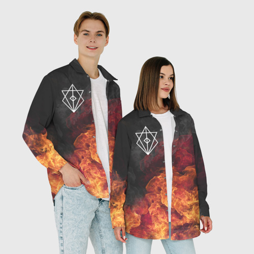 Женская рубашка oversize 3D В огне, цвет белый - фото 6
