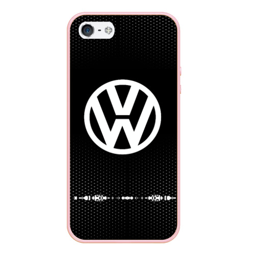 Чехол для iPhone 5/5S матовый Volkswagen sport Auto abstract, цвет светло-розовый