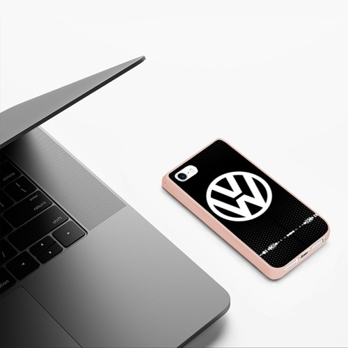 Чехол для iPhone 5/5S матовый Volkswagen sport Auto abstract, цвет светло-розовый - фото 5