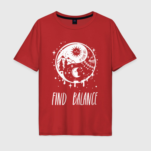 Мужская футболка хлопок Oversize Find balance, цвет красный