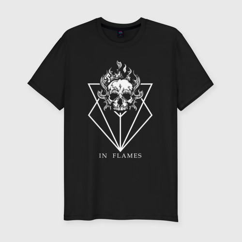 Мужская футболка хлопок Slim Sckull in flames, цвет черный