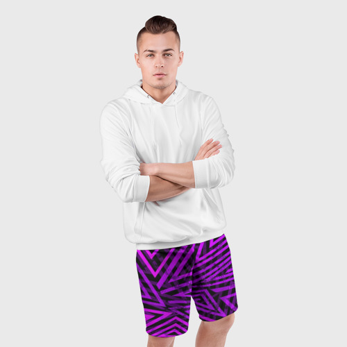 Мужские шорты спортивные Неоновая геометрия, цвет 3D печать - фото 5