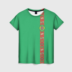 Женская футболка 3D Туркменистан, лента с гербом