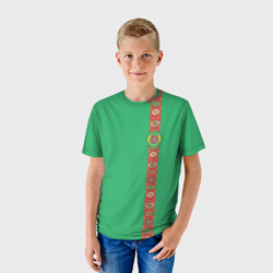 Детская футболка 3D Туркменистан, лента с гербом - фото 2