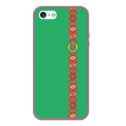 Чехол для iPhone 5/5S матовый Туркменистан, лента с гербом