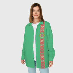 Женская рубашка oversize 3D Туркменистан, лента с гербом - фото 2