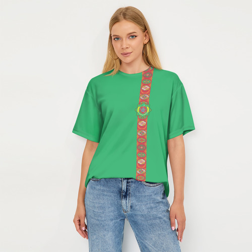 Женская футболка oversize 3D Туркменистан, лента с гербом, цвет 3D печать - фото 5