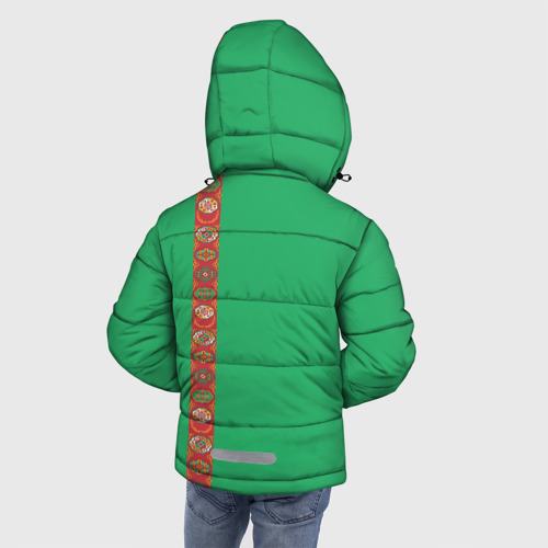 Зимняя куртка для мальчиков 3D Туркменистан, лента с гербом, цвет светло-серый - фото 4