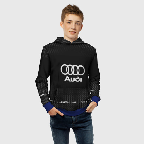 Детская толстовка 3D Audi sport Auto abstract, цвет синий - фото 6