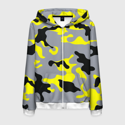 Мужская толстовка 3D на молнии Yellow camouflage