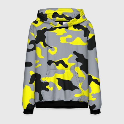 Мужская толстовка 3D Yellow camouflage, цвет черный