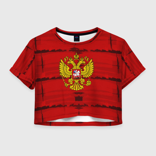 Женская футболка Crop-top 3D Russia Imperium RED, цвет 3D печать