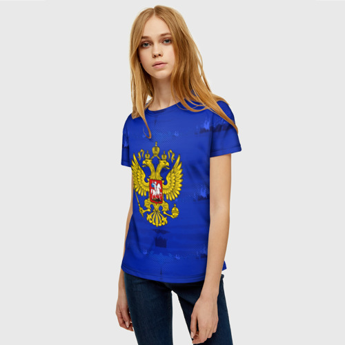 Женская футболка 3D Russia Imperium Blue, цвет 3D печать - фото 3