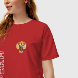 Женская футболка хлопок Oversize ФСКН с гербом - фото 2
