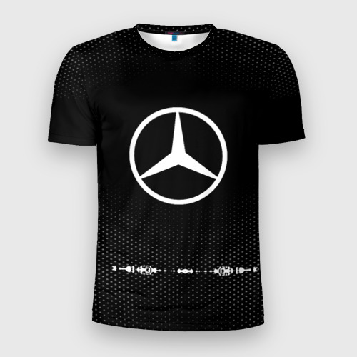 Мужская футболка 3D Slim с принтом Mercedes sport auto abstract, вид спереди #2