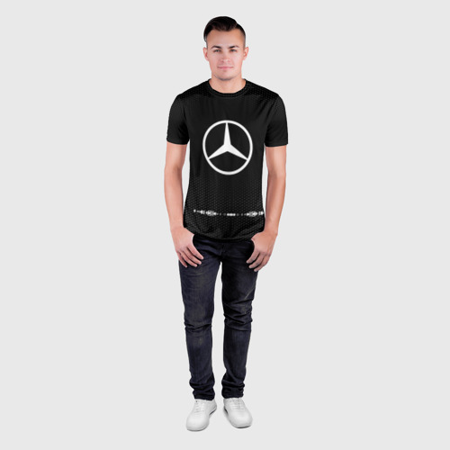 Мужская футболка 3D Slim с принтом Mercedes sport auto abstract, вид сбоку #3