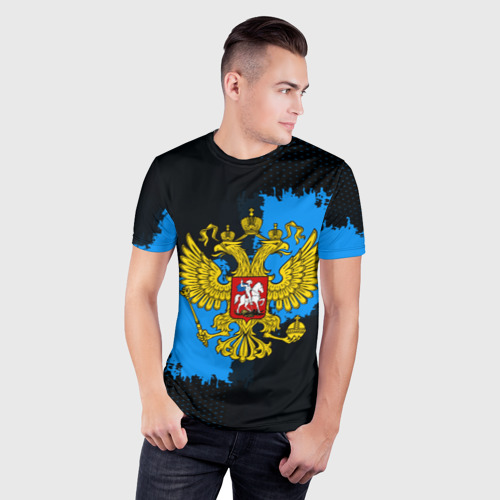 Мужская футболка 3D Slim RUSSIA blue collection 2018 - фото 3