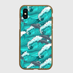 Чехол для iPhone XS Max матовый Дельфины