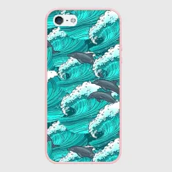Чехол для iPhone 5/5S матовый Дельфины