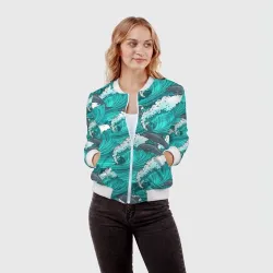 Женский бомбер 3D Дельфины - фото 2